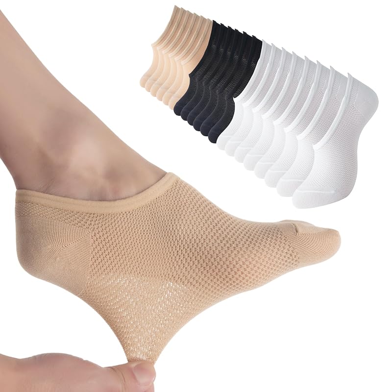 Soxbang 10 Pairs No Show Socks for Women - 4 White / 3 Black / 3 Nude - Athletic Lightweight Sneaker Ankle Socks