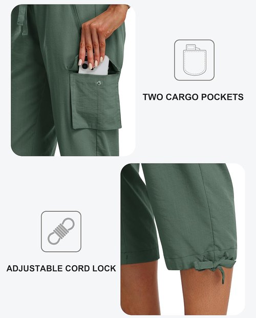 MoFiz Women's Cargo Capris - Lightweight Quick-Dry Hiking Pants for Summer Travel | Loose Fit
