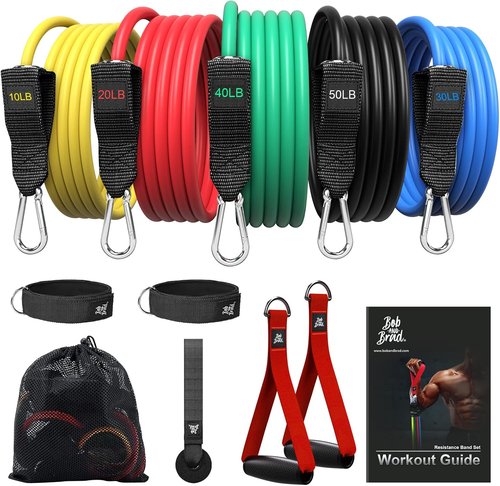 Bob And Brad Resistance Bands Set - Stackable Up to 150 lbs with Handles, Door Anchor & Ankle Straps for Home Gym Fitness