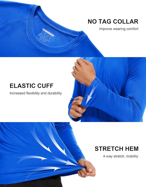 MAGCOMSEN Men's Long Sleeve Athletic Shirt - UPF 50+ UV Sun Protection for Hiking & Running