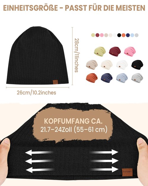 YANIKY Soft Slouchy Beanie Hat for Women & Men - Lightweight Stretch Skull Cap, Comfortable Chemo Headwear for Spring Black