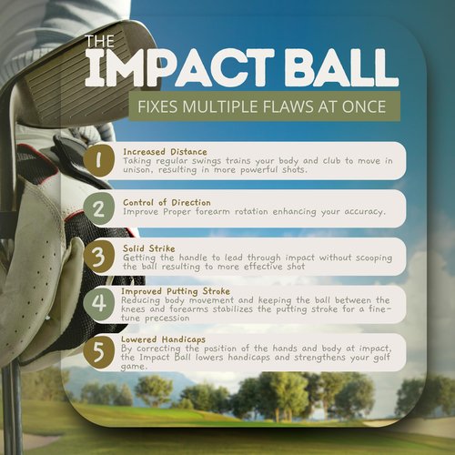 Impact Ball - Golf Swing Trainer Aid - Large (Blue/Yellow) - All Skill Levels, Improve Your Golf Swing, Make Better Contact, Flush More Shots
