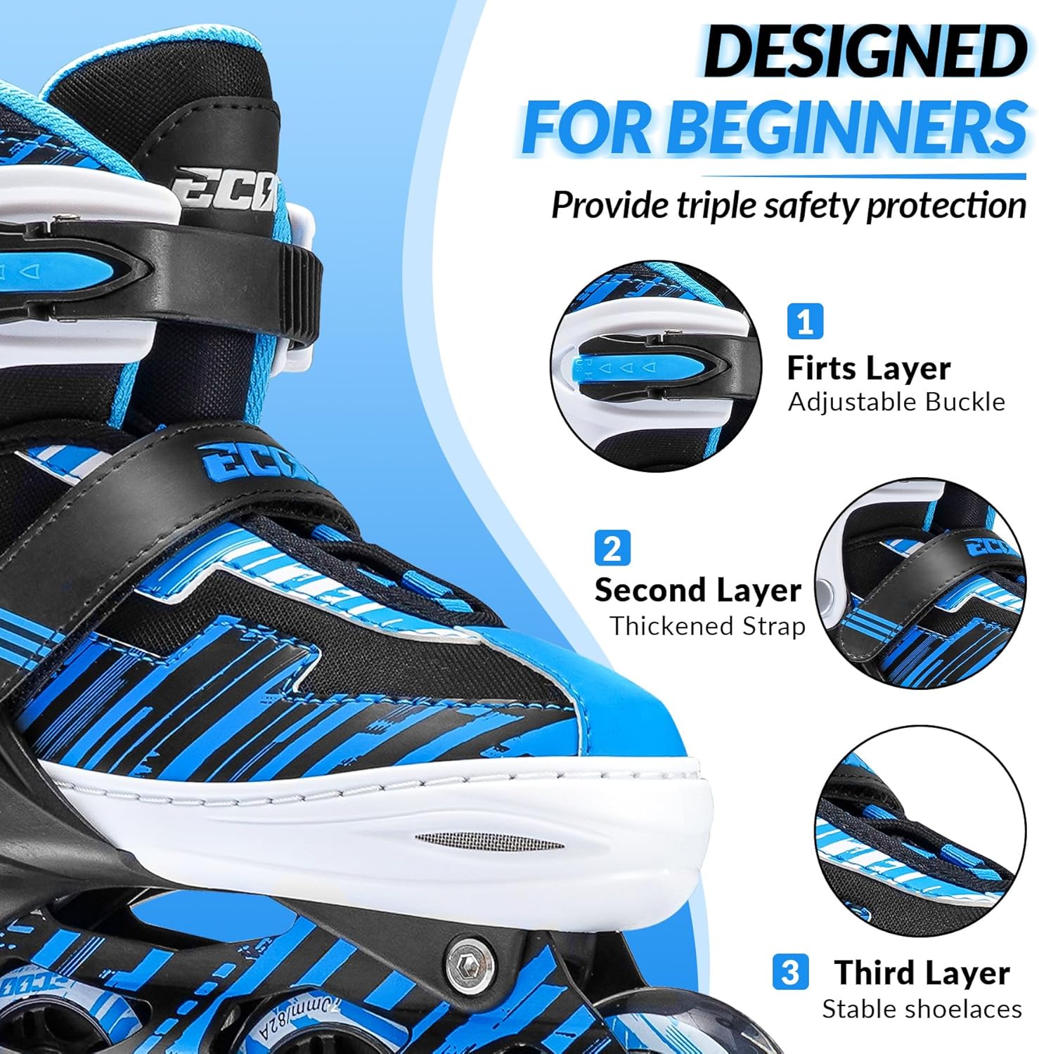 Skiennix Adjustable Inline Skates for Kids | Light-Up Wheels | Ages 5-12 | Perfect for Beginners