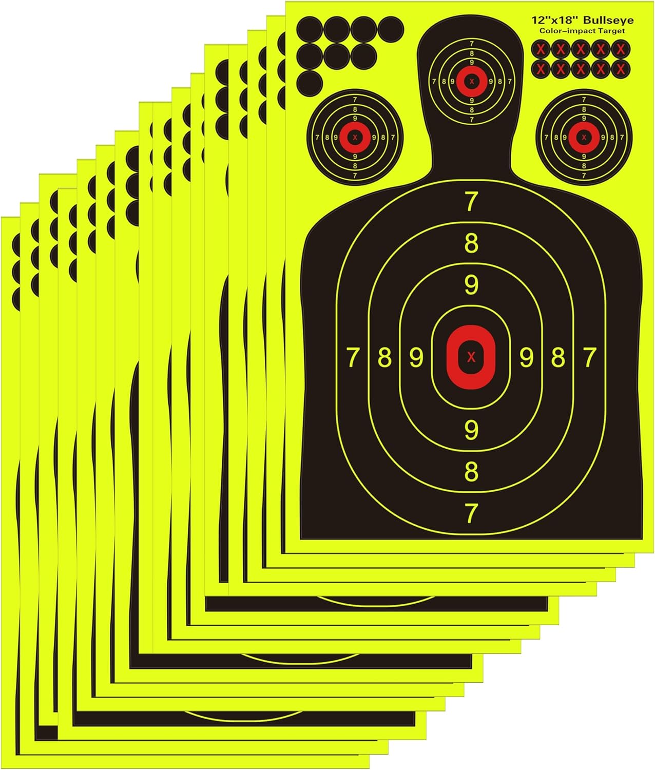 Skiennix Silhouette Splatter Targets - Bright Fluorescent Yellow for Easy Visibility | 12x18 Inch, 10/25/50/100 Pack