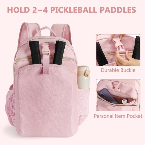 Prokva Pickleball Bag Backpack for Women Holds 4 Paddles, Large Pickle Ball Bag Pickleball Paddle Backpack for Men, Pink (Patent Design)
