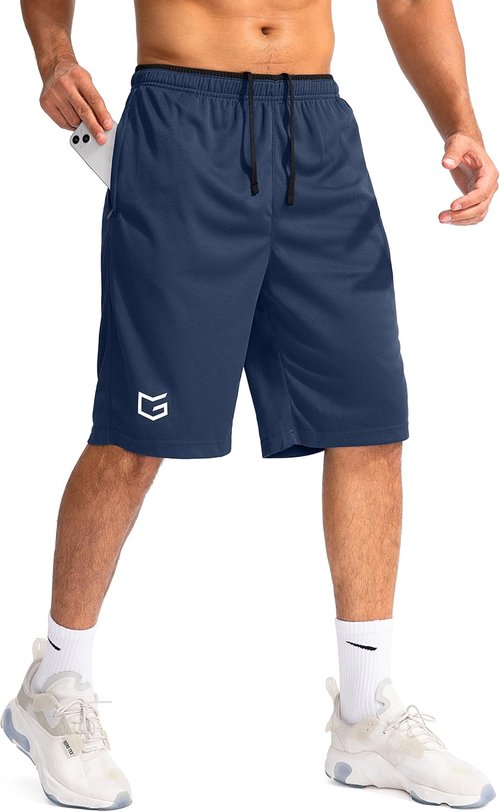 G Gradual Men's Basketball Shorts - Lightweight Quick-Dry 11" Athletic Shorts with Zipper Pockets
