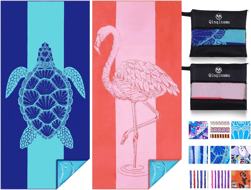 Skiennix Microfiber Beach Towels - Oversized 71"x32" Thin & Sand-Free for Travel, Pool, Yoga & Camping