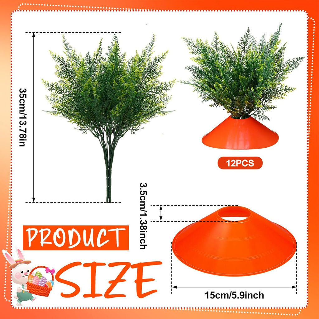 Skiennix Easter Yard Carrots Decorations - 12 Set Outdoor Fake Carrots for Spring Lawn Decor