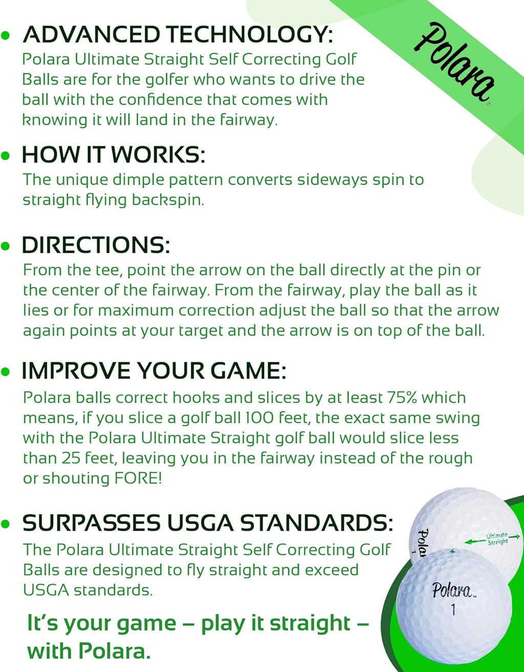 Polara Self-Correcting Golf Balls - High-Performance Anti-Slice Design for Maximum Distance | Soft Feel & Dimple Technology