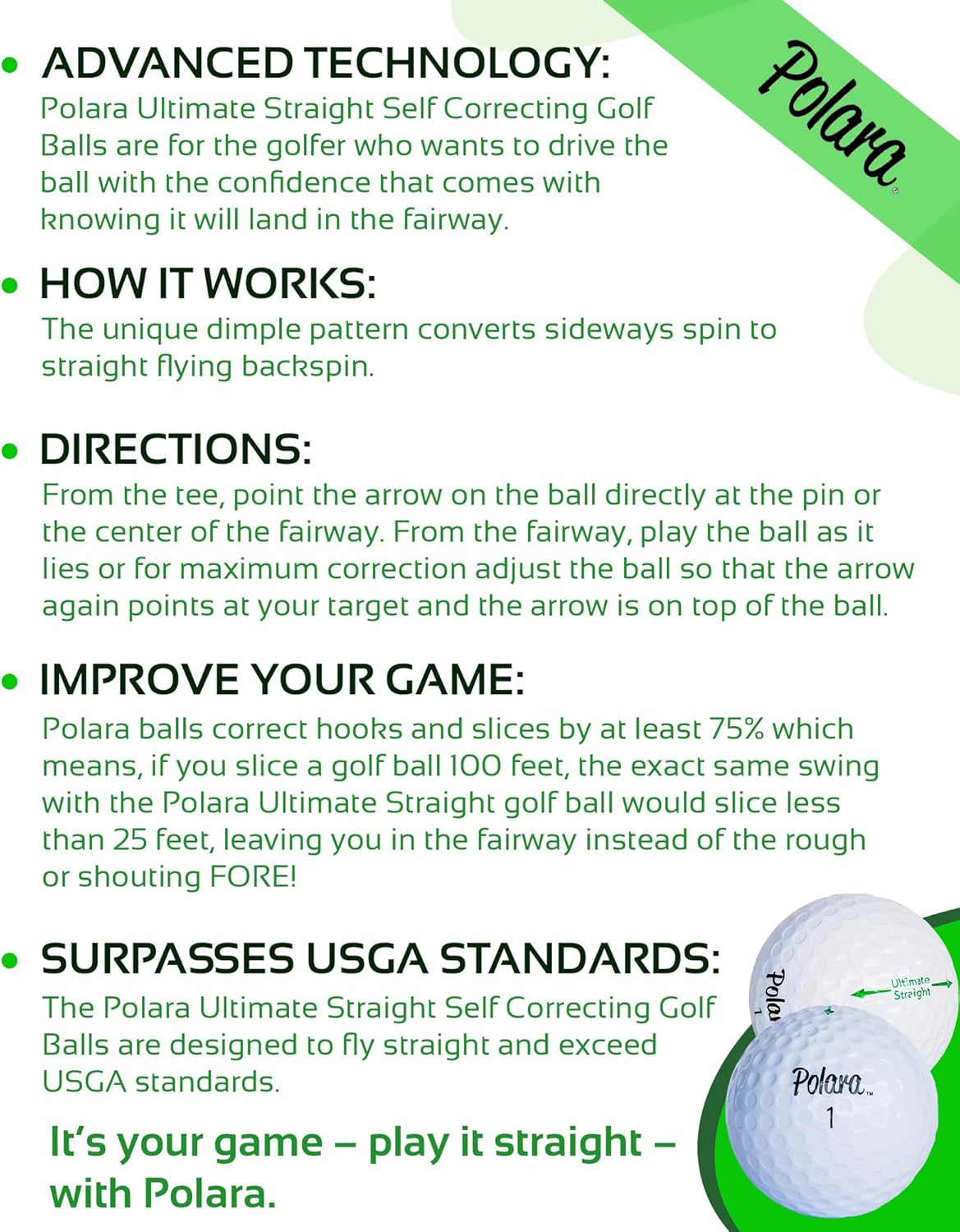 Polara Self-Correcting Golf Balls - High-Performance Anti-Slice Design for Maximum Distance | Soft Feel & Dimple Technology