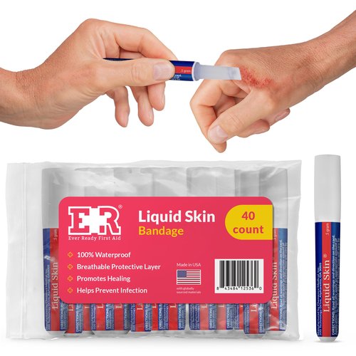 Liquid Bandage for Skin – Waterproof Skin Glue for Wound Closure, Flexible Liquid Barrier with Non-Sting Formula – Long-Lasting Liquid Bandage - 40 Count