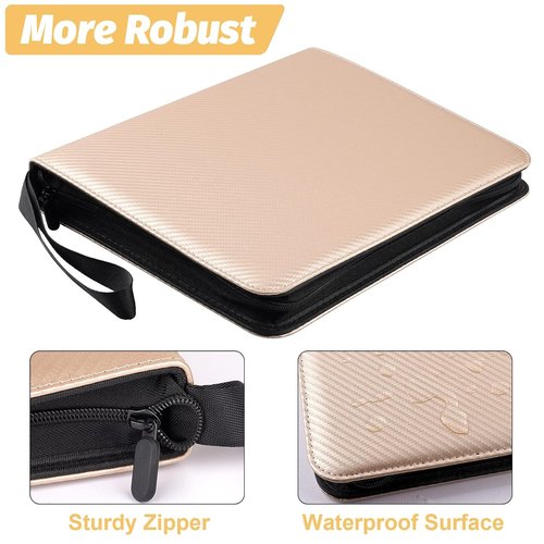 GERMUN 9 Pocket Card Binder - Premium Zip Trading Card Album for MTG, TCG & Sports Cards | Luxury Gold Finish