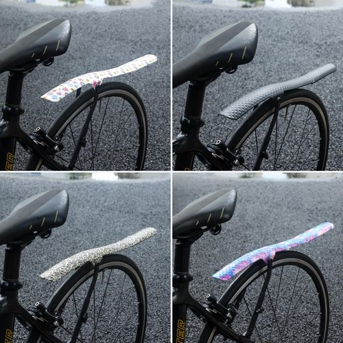 SUKOUSRAM Bike Fender Adjustable Bicycle Mudguard Universal Rear or Front Mud Guard Fenders for Mountain Road Gravel Bikes Full Cover Thicken & Widen (Carbon Fiber Weave)