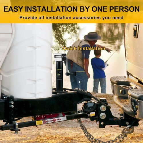 5000 lbs A-Frame Trailer Jack by [Brand Name] - Heavy Duty Side Wind Jack with 15" Vertical Travel & Adjustable Drop Leg