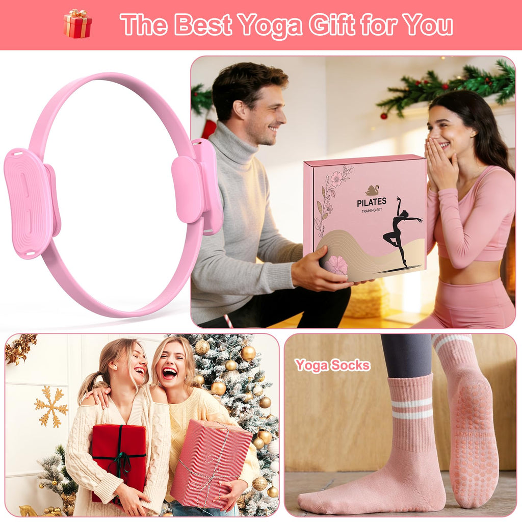 Pilates Kit for Home Workouts Set for Women, Pilates Ring Equipment and Ball Set Home Pilates Workout Kit with 15" Magic Circle Ring and Resistance Bands, A Must-Have for Beginners and Seasoned Yogis
