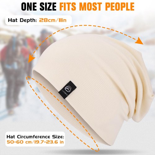 YANIKY Slouchy Beanie for Women, Mens Beanie Hat, Soft Comfortable Cotton Double Layer Windproof Skull Cap Beanie Suitable for All Seasons (Black+White)