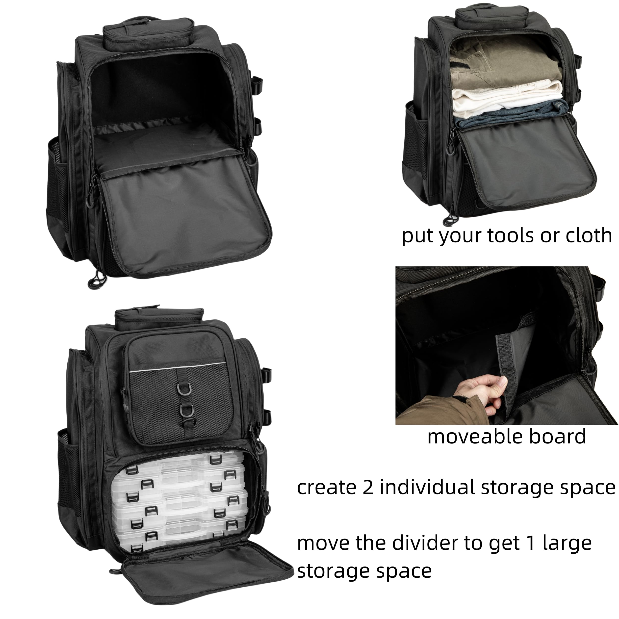 WANOON Fishing Backpack,Tackle Bag,with Tackle Boxes. Large Fishing Bag, Strong Materials