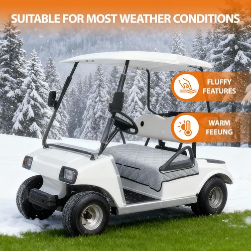 Gilprop Golf Cart Seat Cover, Universal 2 Seat Golf Cart Towel Blanket with 4 Front Pockets and Non-Slip Backing, Soft Protector for Outdoor Carts, 50.5 x 32 Inch