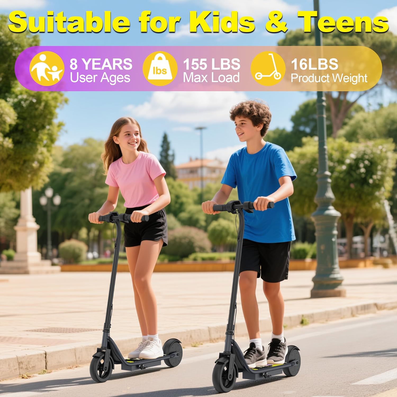 VOLPAM Electric Scooter - Dual Suspension, 19/22 MPH, 500W/800W Motor, Long Range Up to 60 Miles
