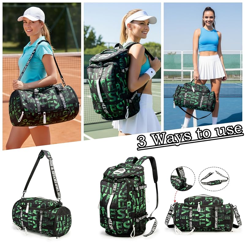 4‑Way Waterproof Gym Duffel Bag with Shoe & Laptop Compartment – Green (Variation: Green)