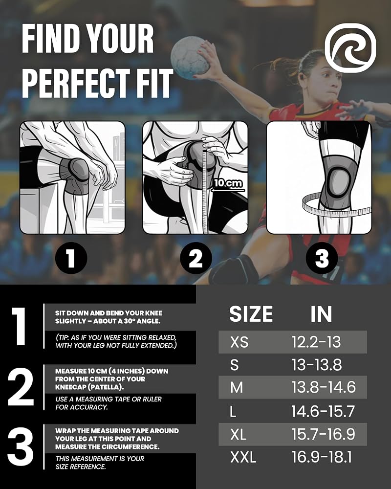 Knee Pads for Dodgeball & Indoor Sports - Neoprene Knee Sleeve, 5mm Padding, Black, XX-Large