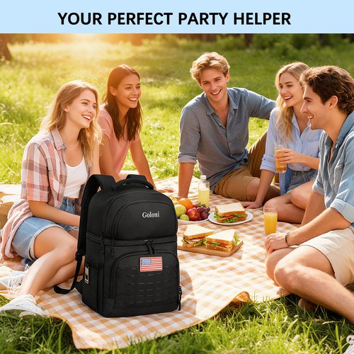 Goloni Insulated Cooler Backpack, Large Leakproof & Lightweight Soft,Perfect Backpack for Outdoor Adventures,Black