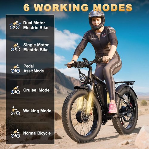 **Skiennix 9000W Dual Motor Electric Bike - 24" Fat Tire, 45MPH Speed, Long Range, Full Suspension**