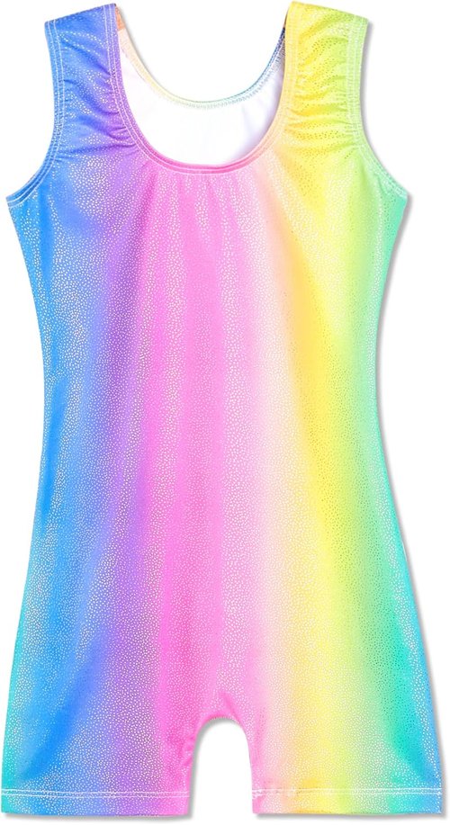 Domusgo Gymnastics Leotards for Girls - Sparkly One-Piece Pro Unitard with Shorts | Size Options Available
