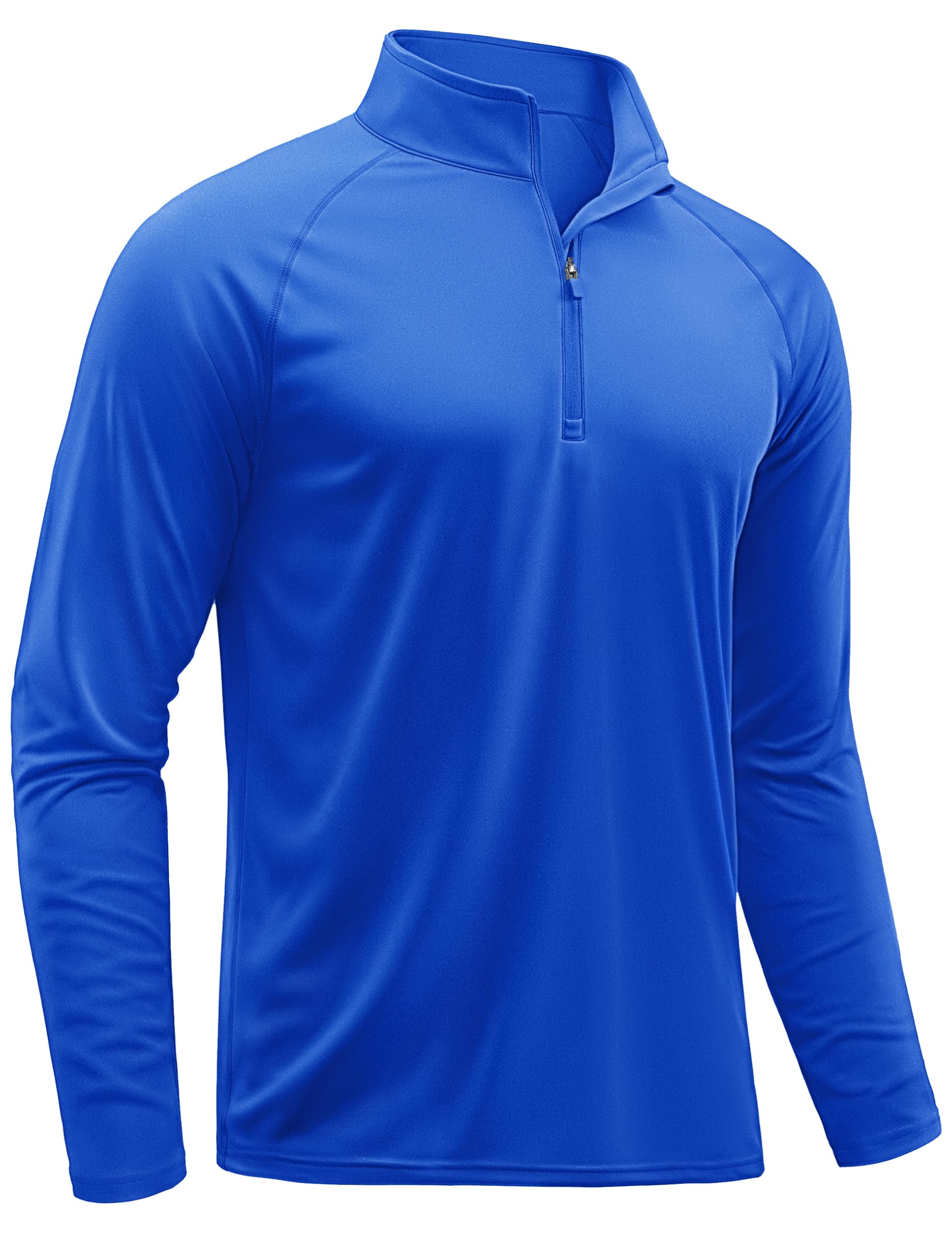 TACVASEN Men's Athletic Hiking Shirts Long Sleeve 1/4 Zip Pullover Tops UV Sun Protection Shirts for Summer Activewear Long Sleeve Dry Fit Men Blue M