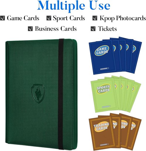 Fabmaker Premium 9 Pocket Card Binder - Sturdy Album for 540 Cards | Dark Green Trading Card Holder