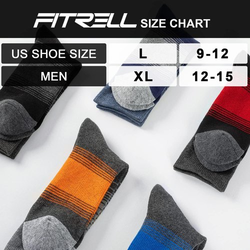 FITRELL Men's Merino Wool Hiking Socks - 4 Pack, Wicking & Cushioned, Warm Thermal Boot Crew Socks