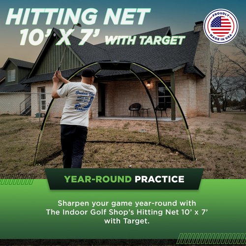 The Indoor Golf Shop - Hitting Net 10' x 7' with Target Knotless Golf Net for Indoor and Outdoor Practice - Arrives Ready to Assemble and Use