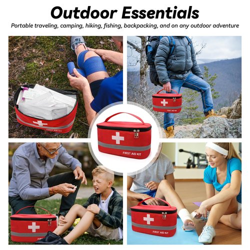 Faylapa Empty First Aid Bag, 10.2x5.5x5.5 inches Portable Outdoor First Aid Medical Storage Bag, Multi-Function Emergency Medicine Storage Organizer for Home Outdoor Travel Car Camping Hiking