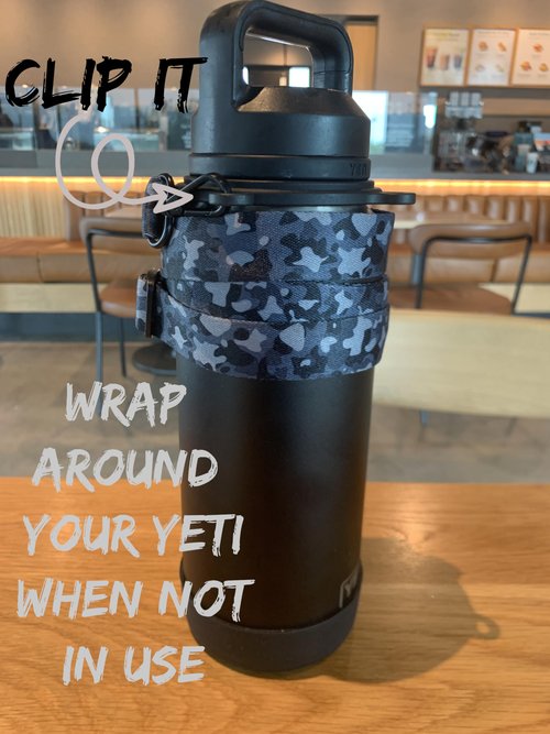 One MissionX Bottle Sling for YETI Rambler, Shoulder Strap Carrier for 64oz 46oz 36oz 26oz 18/12oz Water Bottles, Durable Accessories for Walking & Hiking (Black Camo, Rambler 12 18 26 36 46 64 oz)