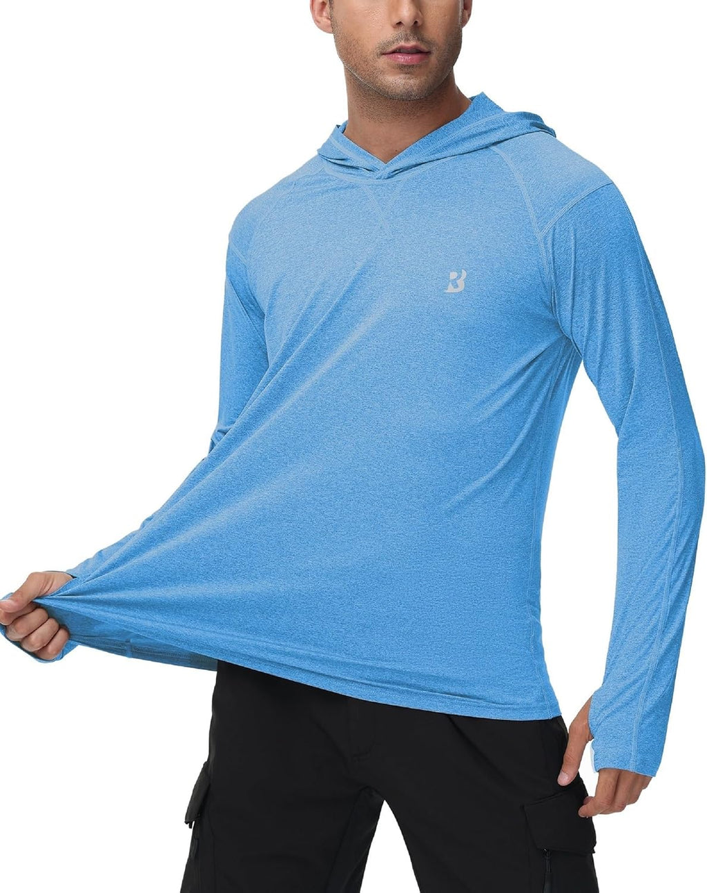 Roadbox Men's Fishing Shirt - UPF 50+ Long Sleeve UV Sun Hoodie for Hiking & Athletic Wear