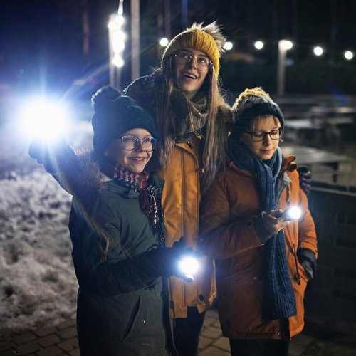 Police Security Scope Ultra-Bright 750 Lumen Flashlight, Compact, Heavy Duty, 3 Modes, Slide Focus, 4 AAA Batteries, Perfect for DIY to Camping to Trade Professional Needs