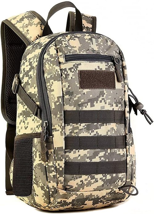 HUNTVP Tactical Backpack - 10L Mini Daypack with MOLLE System for Hunting & Camping | ACU Camouflage