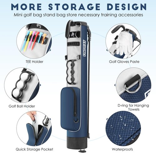 Findway Golf Stand Bag, Small Golf Bag for The Driving Range, Par 3 and Executive Courses, Lightweight Golf Club Carry Bag with Ball Holder and Pockets for Men Women