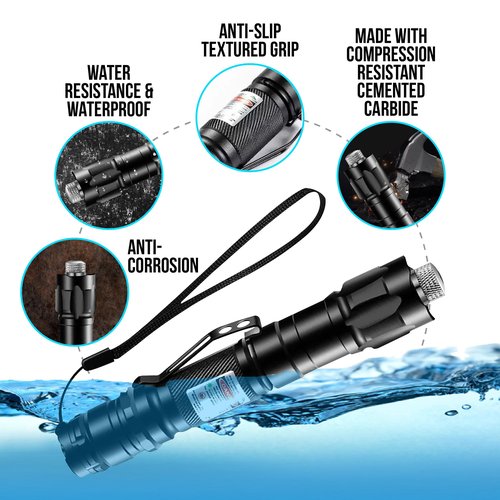HITEKK High Power Green Laser Pointer | Tactical Long Range Green Laser Pointer | Single Press On/Off Tactical Lazer Pointer | Rechargeable Lazer Pointer and Carrying Case