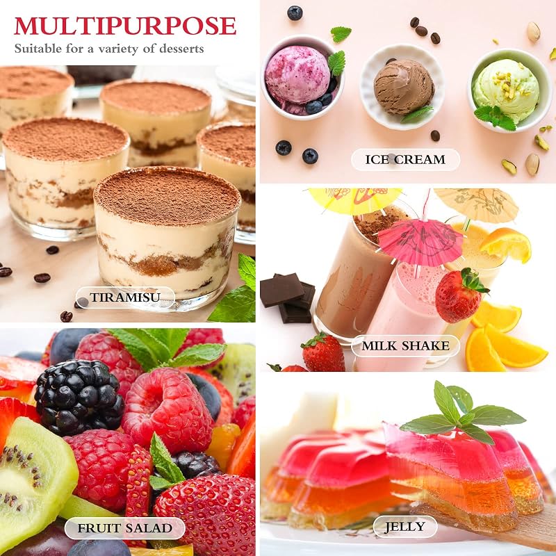 Chengu 100 Pack 3 oz Slanted Round Dessert Cups with Spoons - Clear