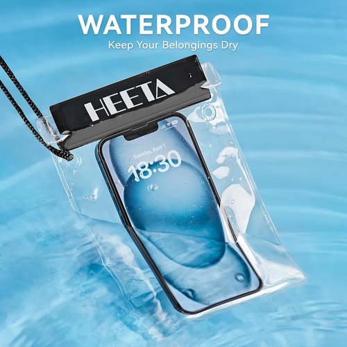 HEETA Waterproof Dry Bag Pouch - 5-Pack Clear Cases for Cameras, Phones & Maps | Ideal for Kayaking & Boating
