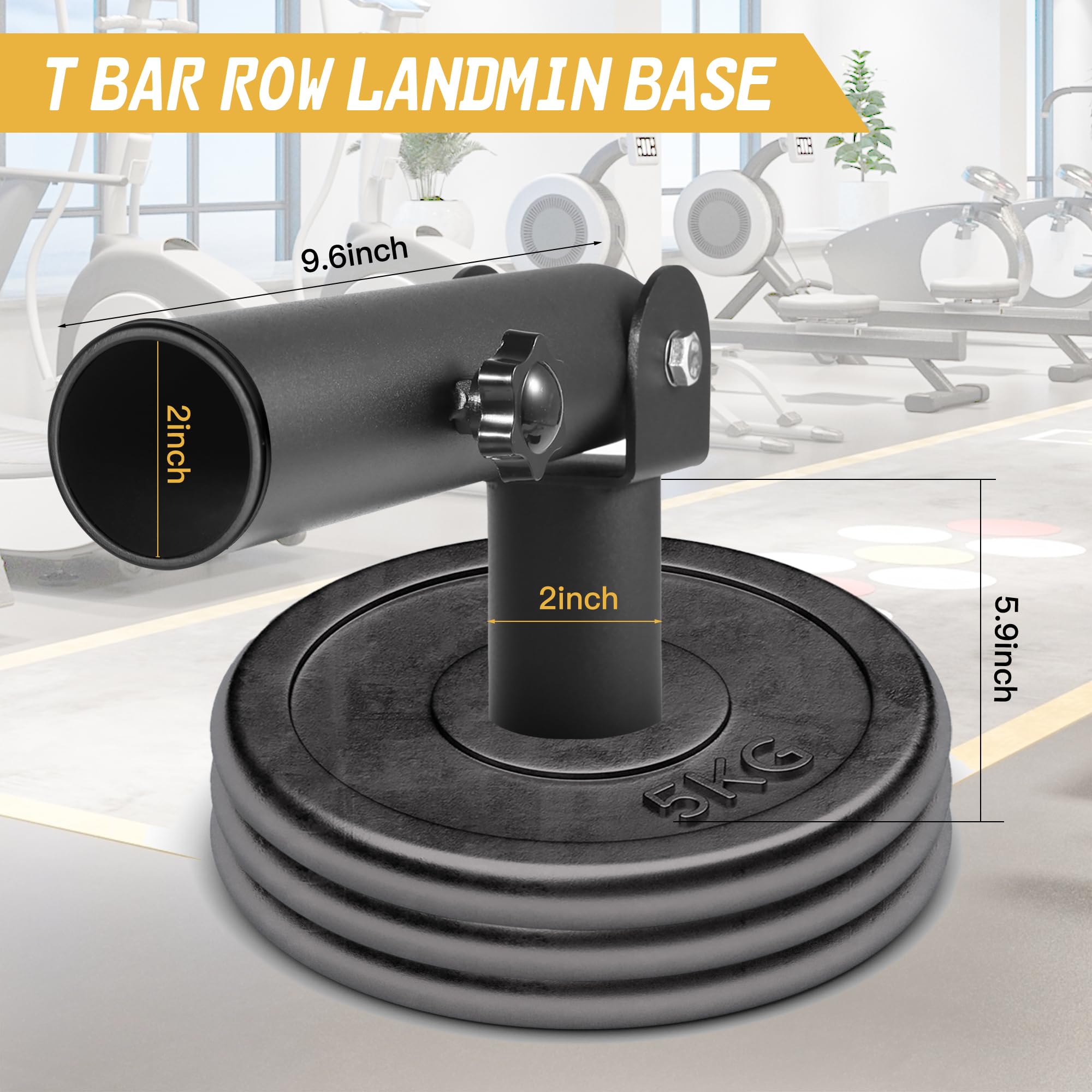 Lovind T Bar Row Landmine Attachment for 2" Olympic Bars,360 Degree landmine Base with Bar Protective Plastic Tube Sleeve for Home Gym Workout (T Bar Row Landmine Attachment)