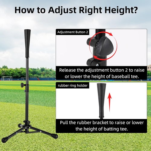 Kids Baseball Tee by Tanner | Portable Batting Tee with Carry Bag - Adjustable 20.87 to 31.29 Inches for Ages 3-8