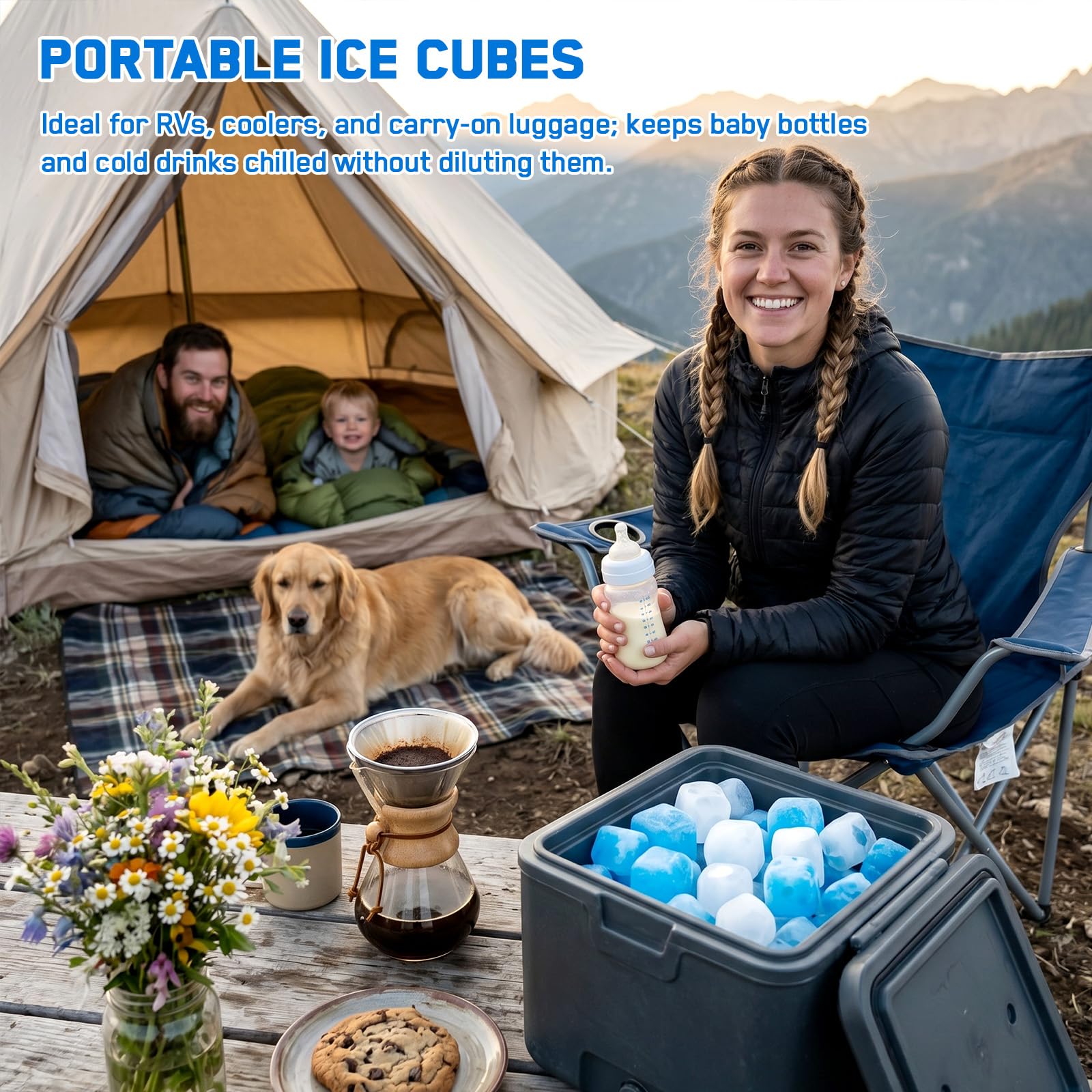 400 Pack Reusable Ice Cubes for Coolers Drinks, BPA-Free Plastic Cubed Ice Packs for Lunch Boxes, Non-Diluting Refreezable for Outdoor Ice Bath Whiskey Coffee Bars Party Camping
