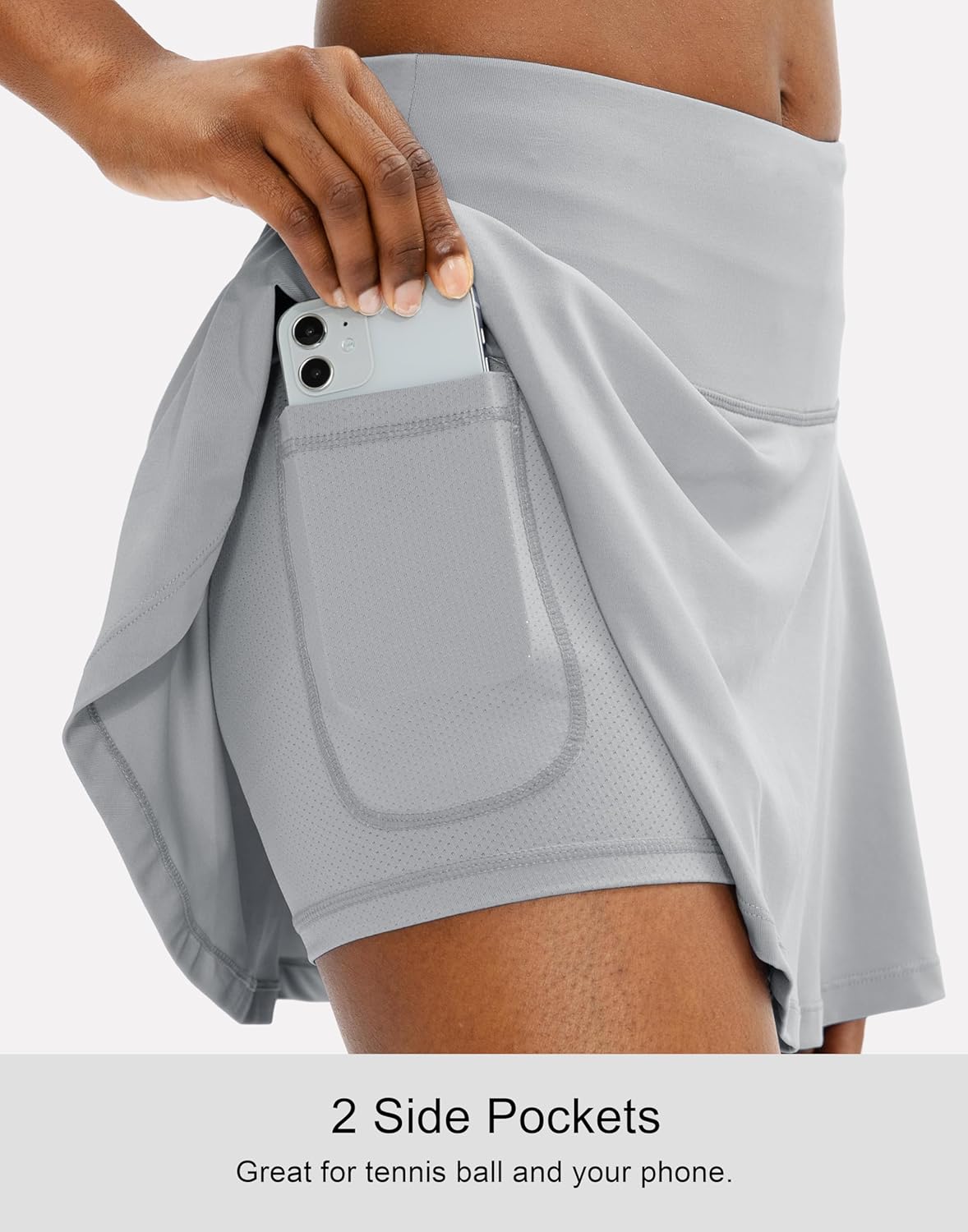 SANTINY Women's High Waisted Pleated Tennis Skirt - 4 Pockets Athletic Golf Skorts for Running