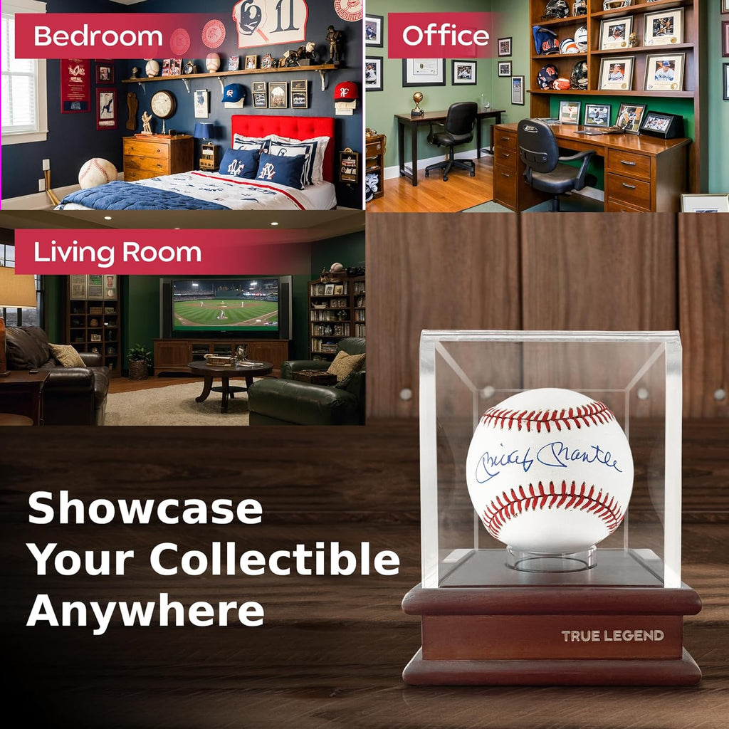 True Legend Baseball Display Case - Premium UV Protection & Thick Acrylic Edges | Ideal for Sports Memorabilia