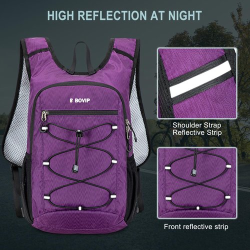 BOVIP Lightweight Hydration Back,15L Multipurpose Hiking Backpack with 1.5L Water Bladder ,Hydro Water Daypack for Cycling Hiking Rave for Men Women