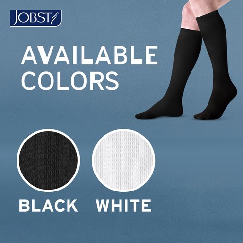 JOBST ACTIVA Athletic 8-15 mmHg Compression Socks for Travel and Sports, Designed for Women and Men, Knee High, Closed Toe, Black, Large