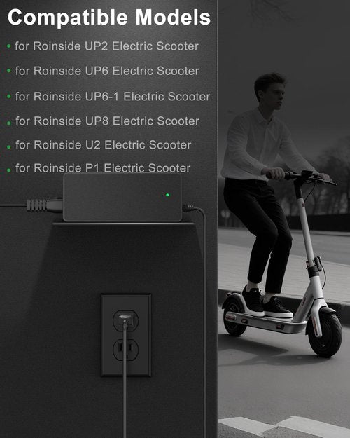 VHBW 42V Charger Compatible with Roinside Electric Scooter Charger, Compatible with Roinside UP2, UP6, UP6-1, UP8, U2, P1 Electric Scooter