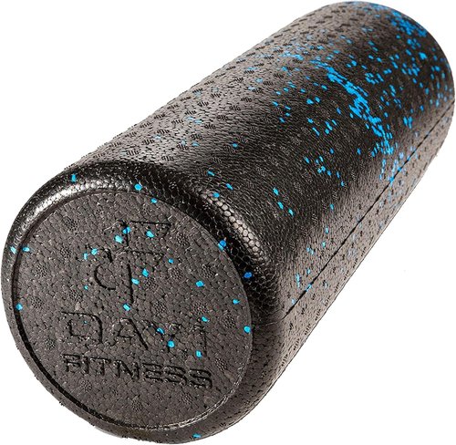 Day 1 Fitness High Density Foam Roller - Sports Massage for Deep Tissue Relief | Speckled Blue, 18”